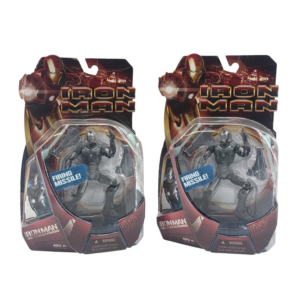 Marvel Iron Man Movie Mark 02 Action Figure Hasbro Firing Missile Silver Red NWT